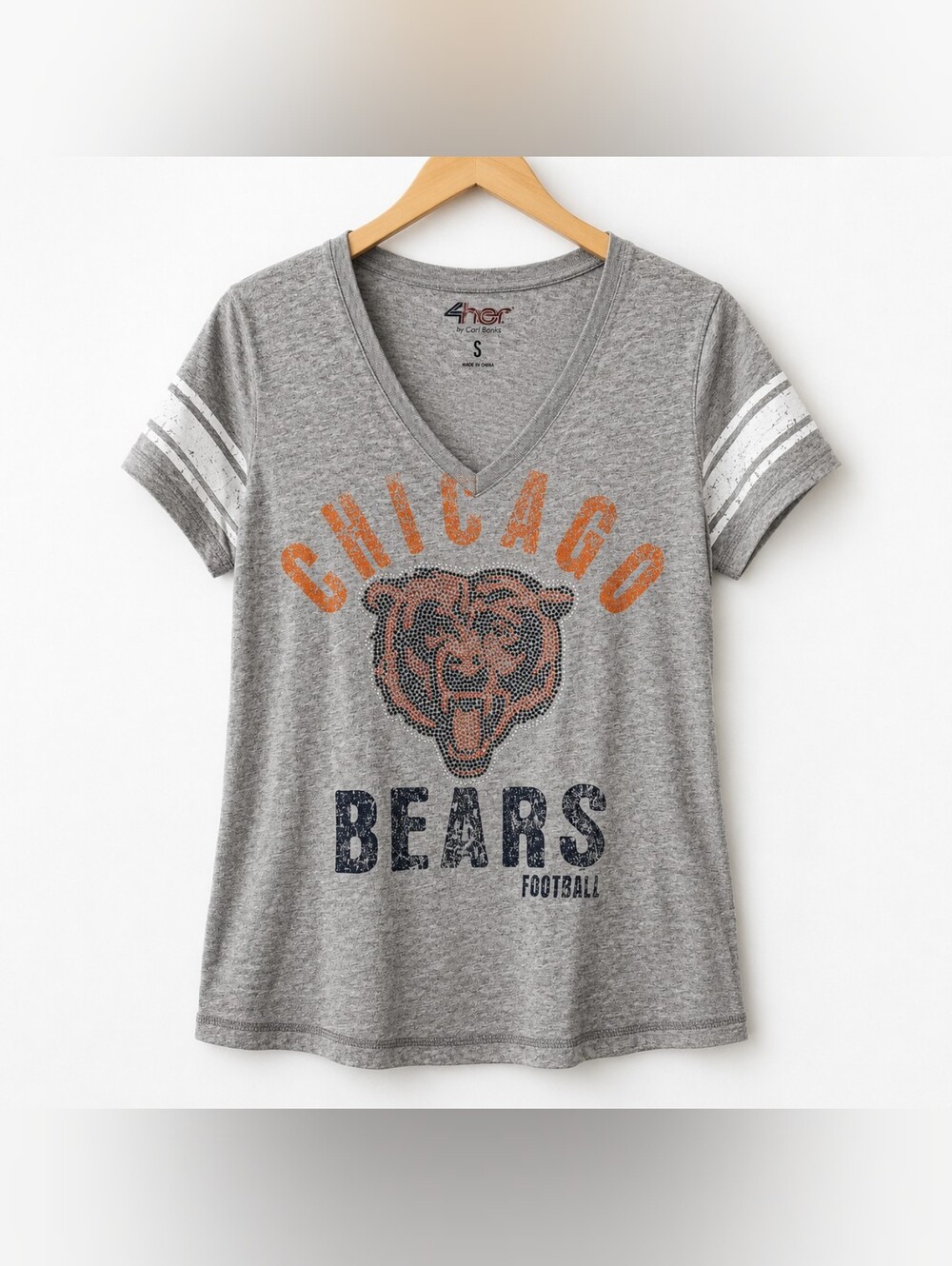 4her Chicago Bears Women's Grey V-Neck Tee